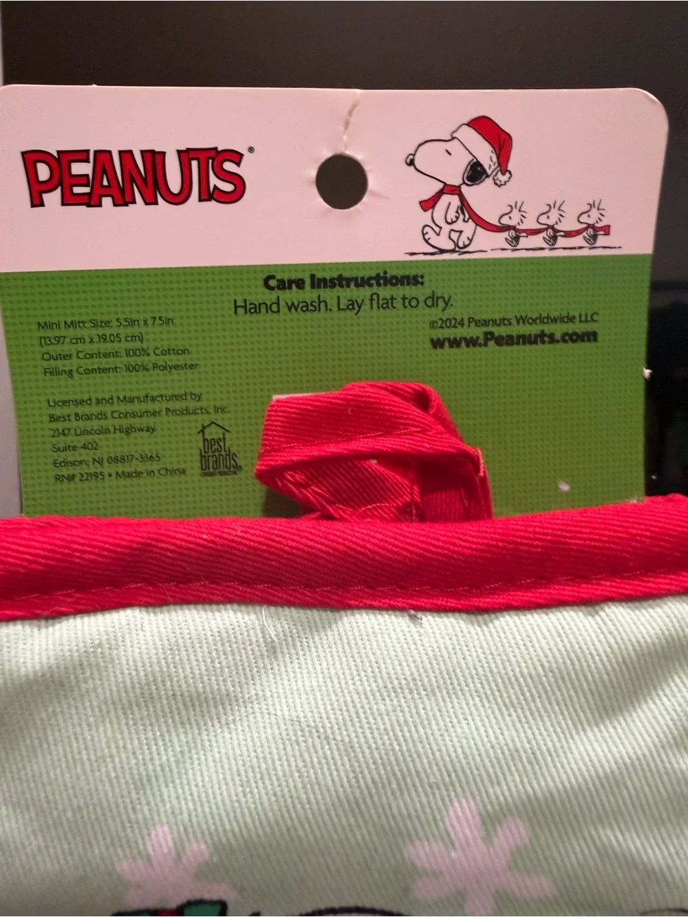 Peanuts Silicone Oven Mitts - Green/Red Holiday Set
